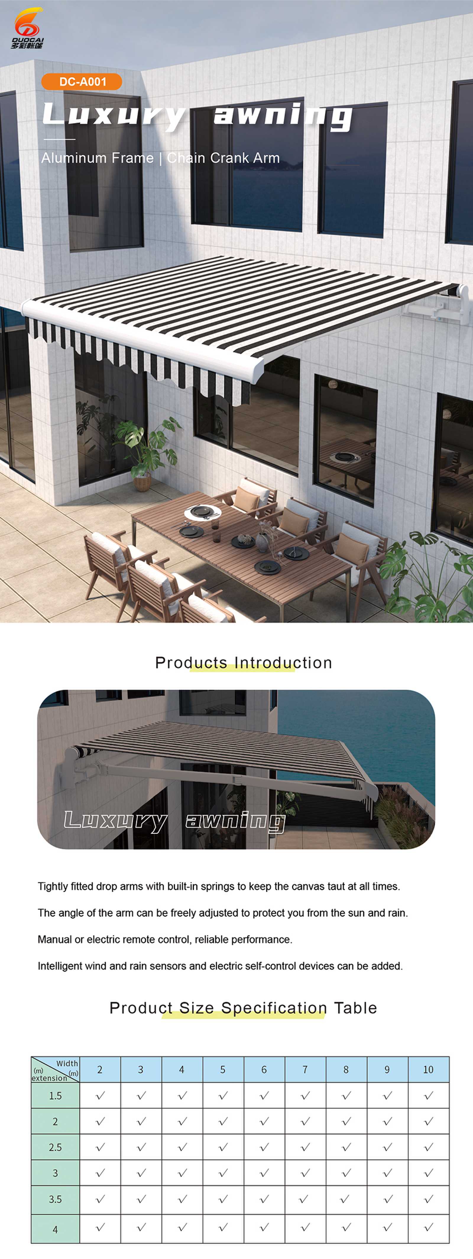 Autdoor Garden Awnings Retractable