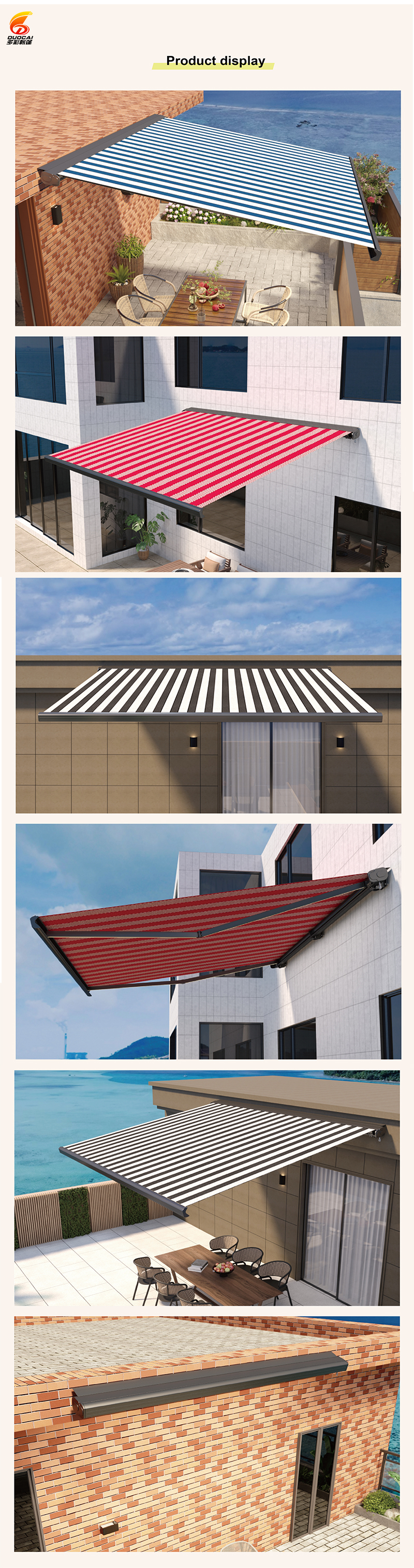 Acrylic Awnings Outdoor Garden Heavy Duty Full Cassette Remote Controlled Aluminum Automated Awning Retractable