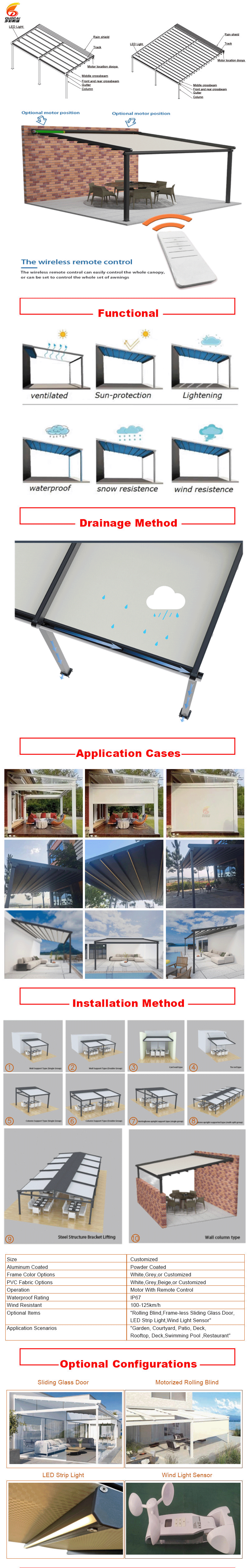 Four-season Remote Control Sliding Roof PVC Folding Canopy