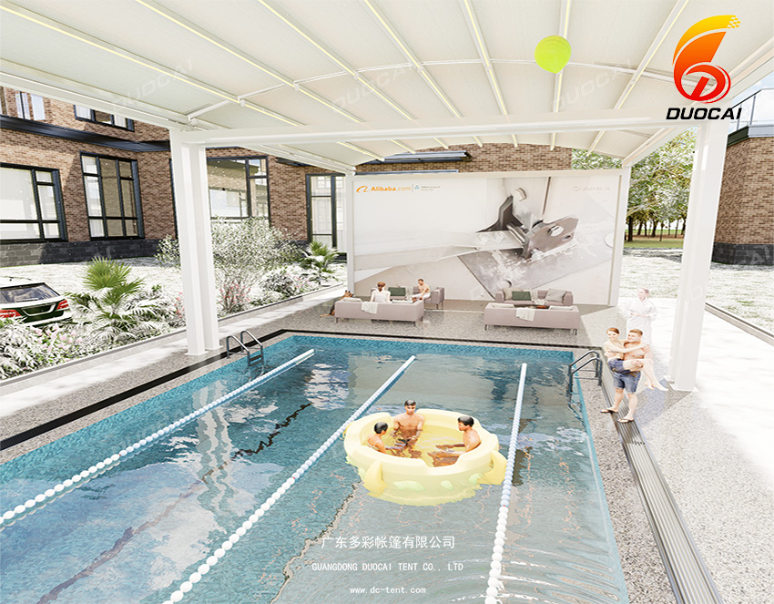 Four-season Remote Control Sliding Roof PVC Folding Canopy