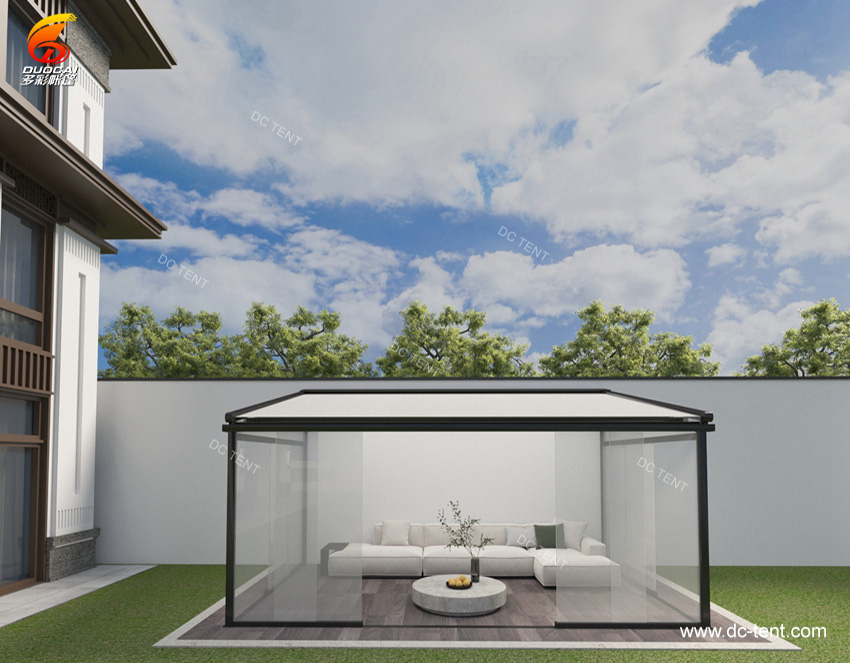 Outdoor Garden Aluminium Electric retractable pergola